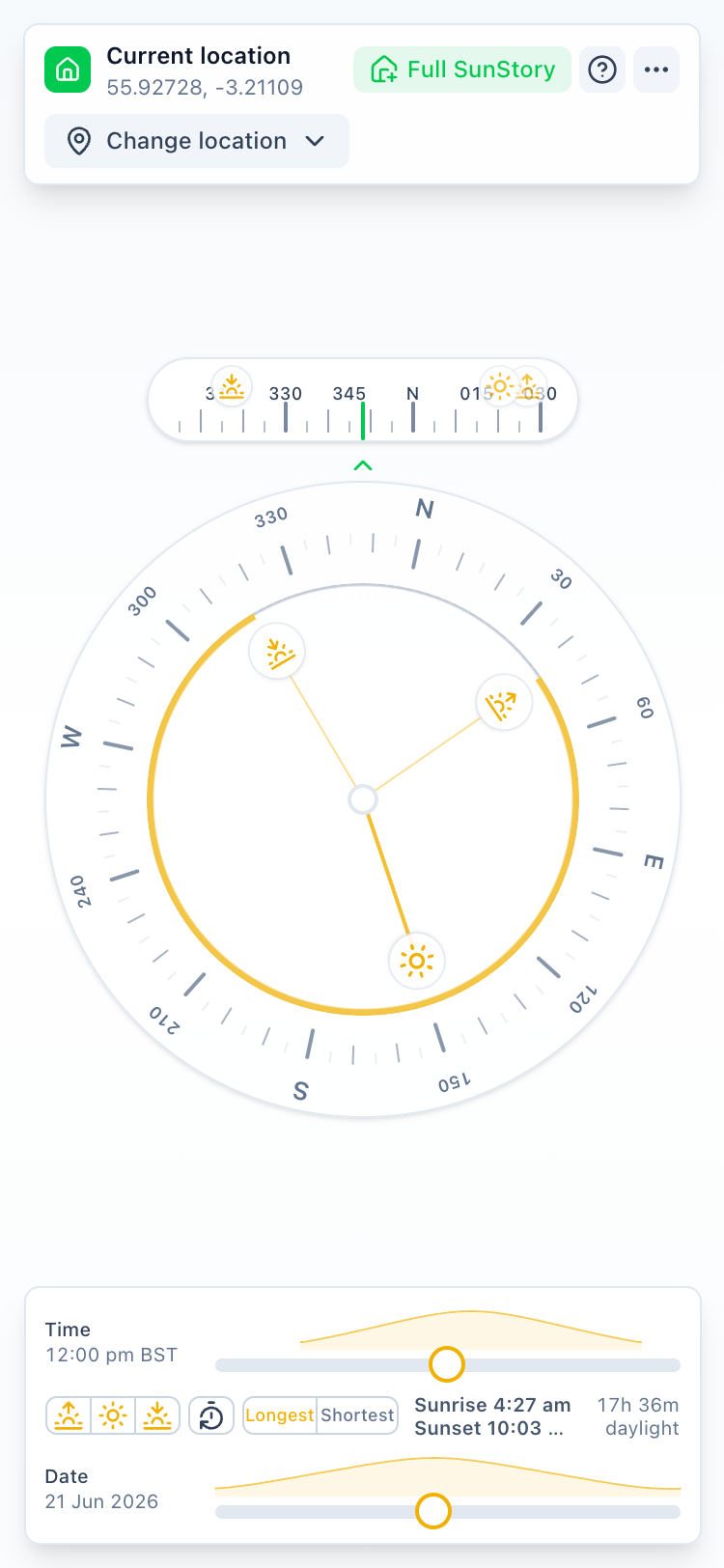 SunStory Compass on a phone